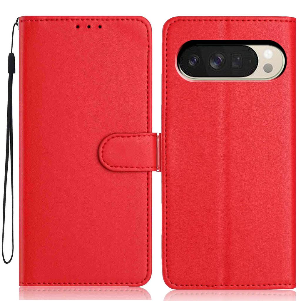 For Google Pixel 10 Pro XL/9 Pro XL Wallet Case with Strap/Multiple Card Slots Solid Color Leather Stand Phone Cover