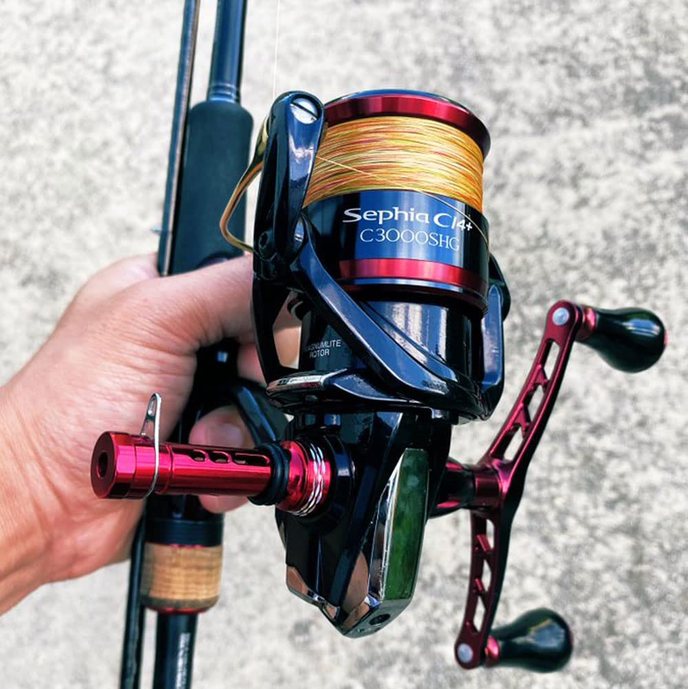 GOMEXUS Spinning Reel Double Handle CY98 98mm with Titanium Handle Knob for Shimano Sephia XR Sephia BB Eging Squid Fishing Left Right Interchangeable
