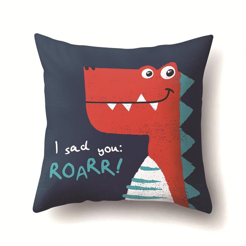 

Geometric Dinosaur Pattern Polyester Single-sided Pillowcase Home Sofa Pillowcase Living Room Bedroom Cushion Cover 45Cm without pillow core