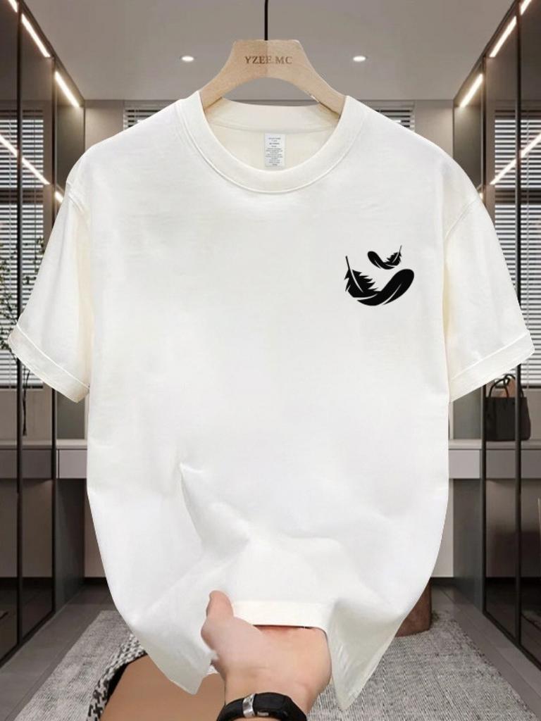 MenS 100 Cotton Casual ShortSleeve TShirt with a Round Neck Trendy Design Versatile for Summer Featuring Print Patterns