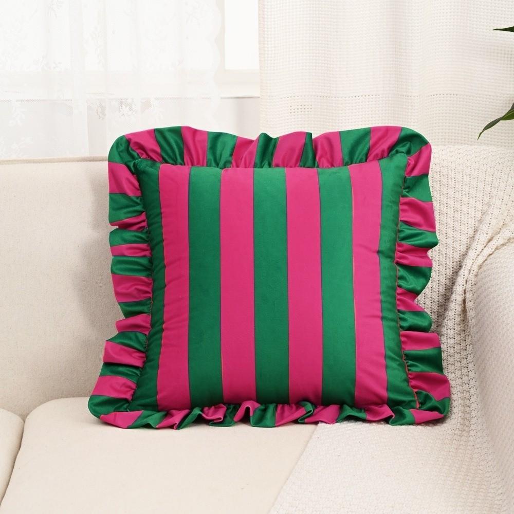 New Striped Pillow Case Cover Lotus Leaf Skirt Edge Velvet Pillowcase Home Decor Soft Bedding Pillow Cover Couch Bedroom