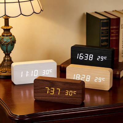 Retro Holz Digitale Wecker Stumm LED Leuchtend Kreative Elektronische Uhr Mode Dekoration für Studenten Schreibtisch Nachttisch