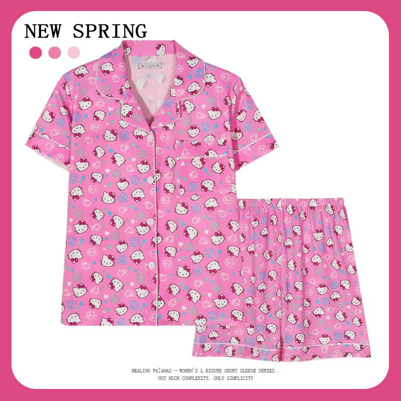 "Crayon Shin-chan" Large Size Women's Pajamas Women's Summer Short Sleeve Japanese Student Cartoon Cute Loungewear Set