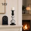 Matte Black Candle Stand Vintage Holder, Beaded Candlestick Holders, Stable Heat-Resistant Metal Holder Non-slip for Scented or Tea Candles, Creative
