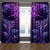 Elegant Purple Rose Pattern Printed Curtains, Pole Bag Bedroom and Living Room, Home Decoration, Room Decoration