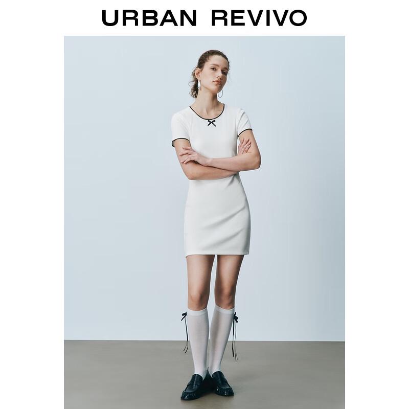 

Women s Contrast Lace Bow Short Sleeve A-Line Dress XL