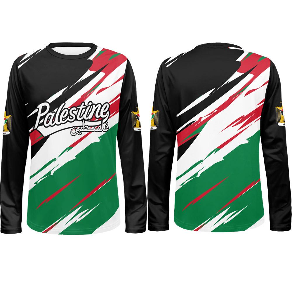 

Весенне-осенние футболки с круглым вырезом и 3D-принтом флага Палестины, модные повседневные мужские футболки с длинным рукавом XXL