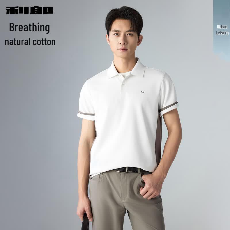 

Men s Linen Blend Short Sleeve Color Block Polo Shirt 175/92A