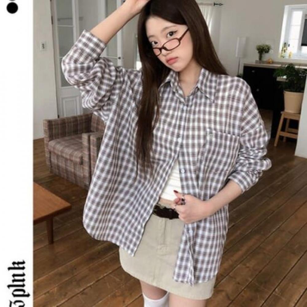 The Pink Loose Fit Pocket Check Shirt