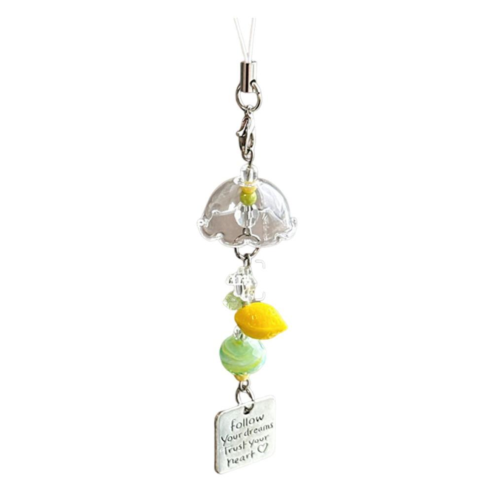 Green Lemon Persimmon Keychain Wind Chimes Beaded Keychain Cute Lemon Keychain  Key Ornament