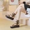 Thick-soled Roman Sandals Women's Trend 2025 Summer New Belt Buckle Side Zipper Strap Casual Open-toed Sandals