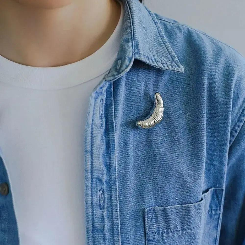 1 pièce Broches Croissant Métal Luxe Vintage Or Argent Pins Nourriture Coréenne Bijoux Mode Statement Femmes Hommes Couple Cadeaux Tendance