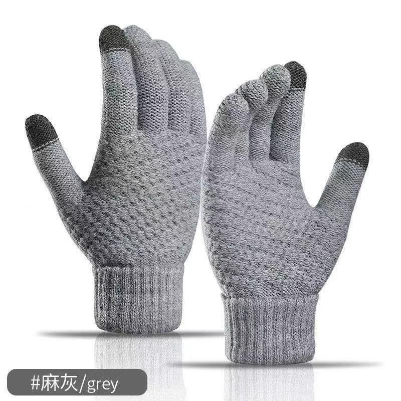 Women Men Warm Winter Touch Screen Gloves Stretch Classical Knit Mittens Wool Full Finger Outdoor Cycling Driving Glove