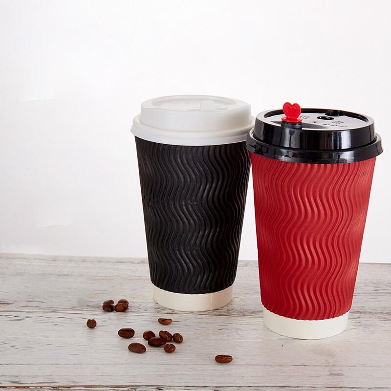 Double-Wall Insulated Disposable Coffee Cups, 14oz/400ml, 100-Pack