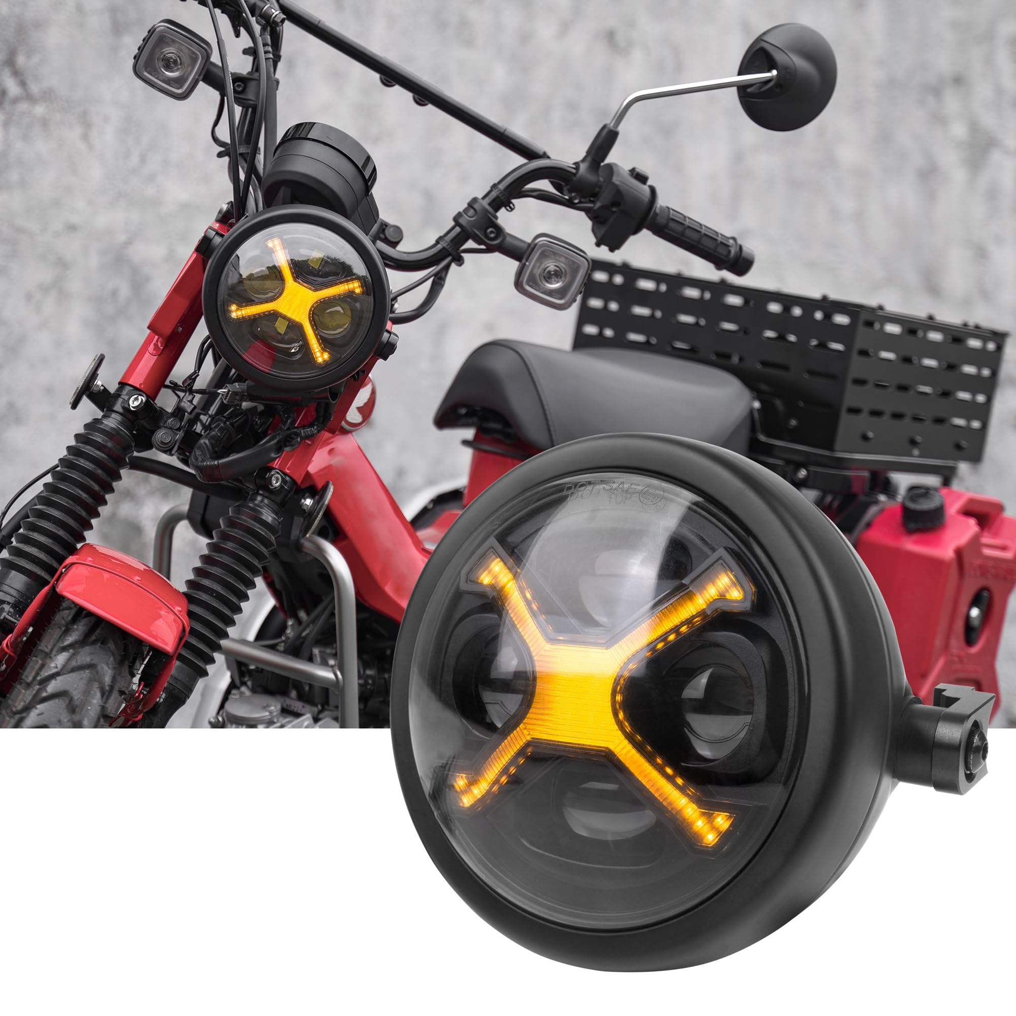 

Fogocorss CT125 эксклюзивная 5,75-дюймовая светодиодная фара эксклюзивный комплект для JA65 (X-образная фара ДХО)