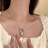 Exquisite Zircon-Embedded Floral Basket Cross Necklace - Autumn/Winter Clavicle Chain