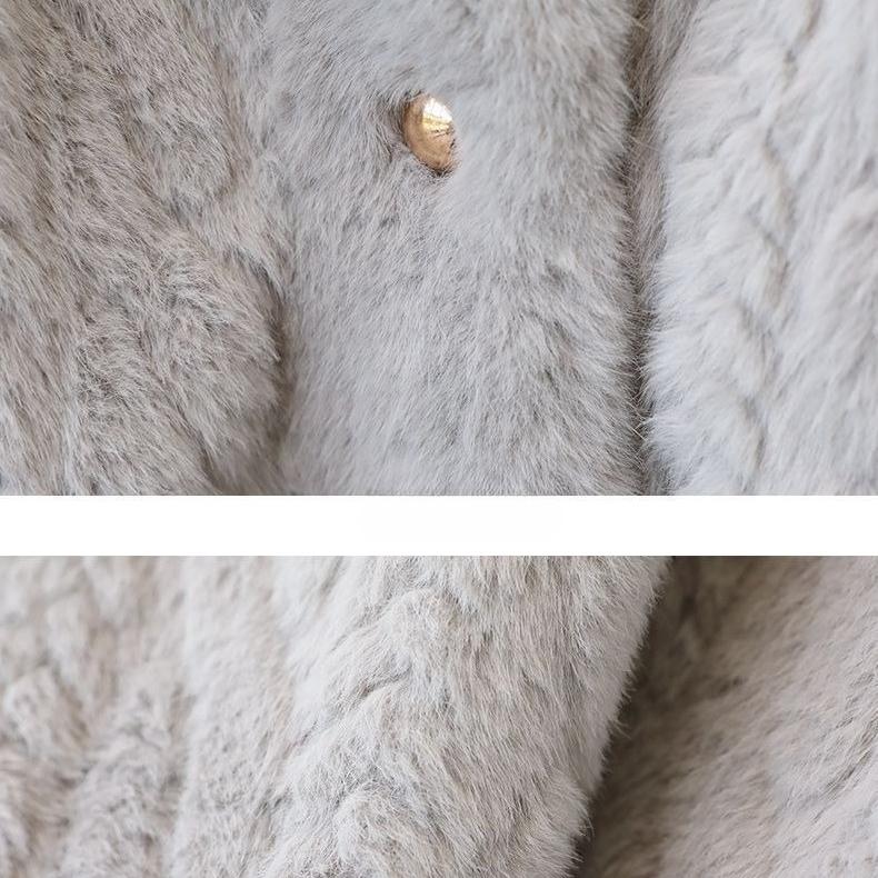 Spring Autumn Women's Plush Coat Simple Short V-Neck Faux Fur Coat