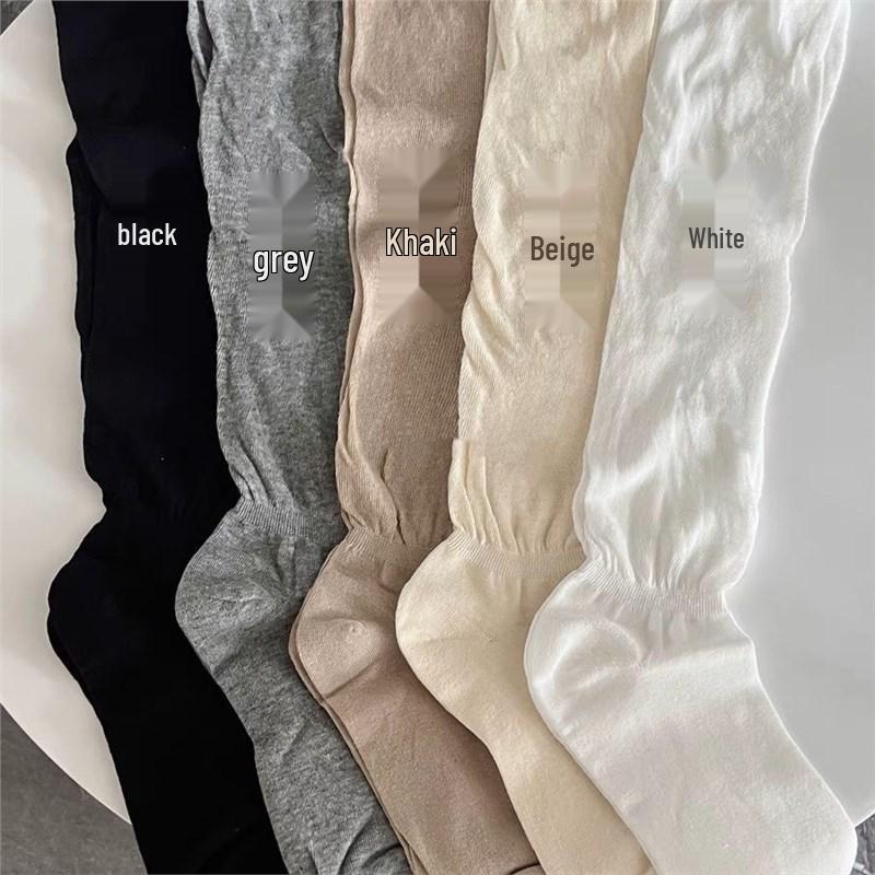 

Women s Spring & Autumn High-Value Spliced Knee-High Calf Socks - Japanese Bubble Mouth, Rice White Pile Socks. One Size белый