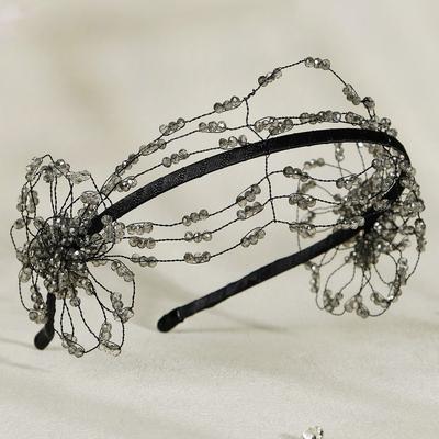 Korean Super Fairy Multi-layer Beaded Hairband Heavy Industry Bridal Wedding Hair Accessories Hand-knitted Double-sided Flower Crystal