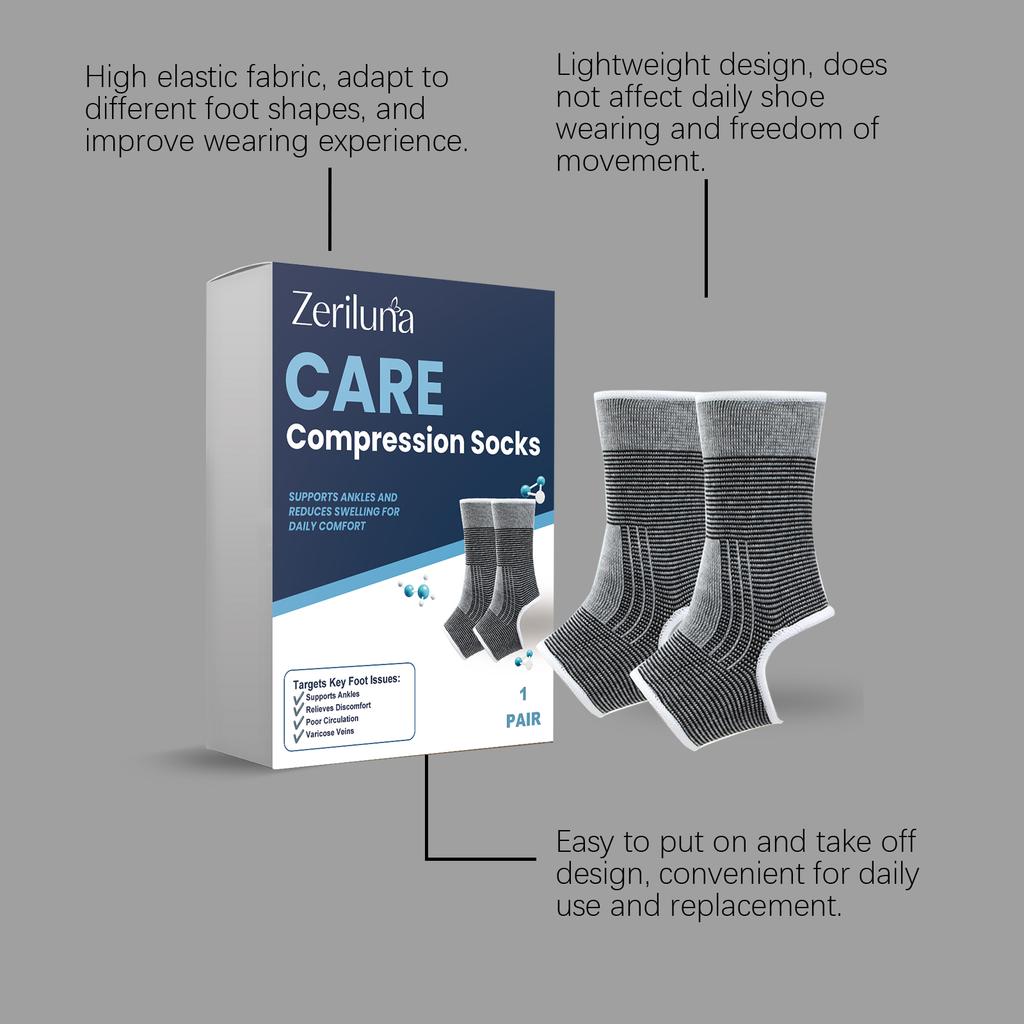 ZERILUNA 1 Pair Foot Care Compression Socks Breathable Ankle Support Promote Circulation Reduce Swelling Varicose Veins