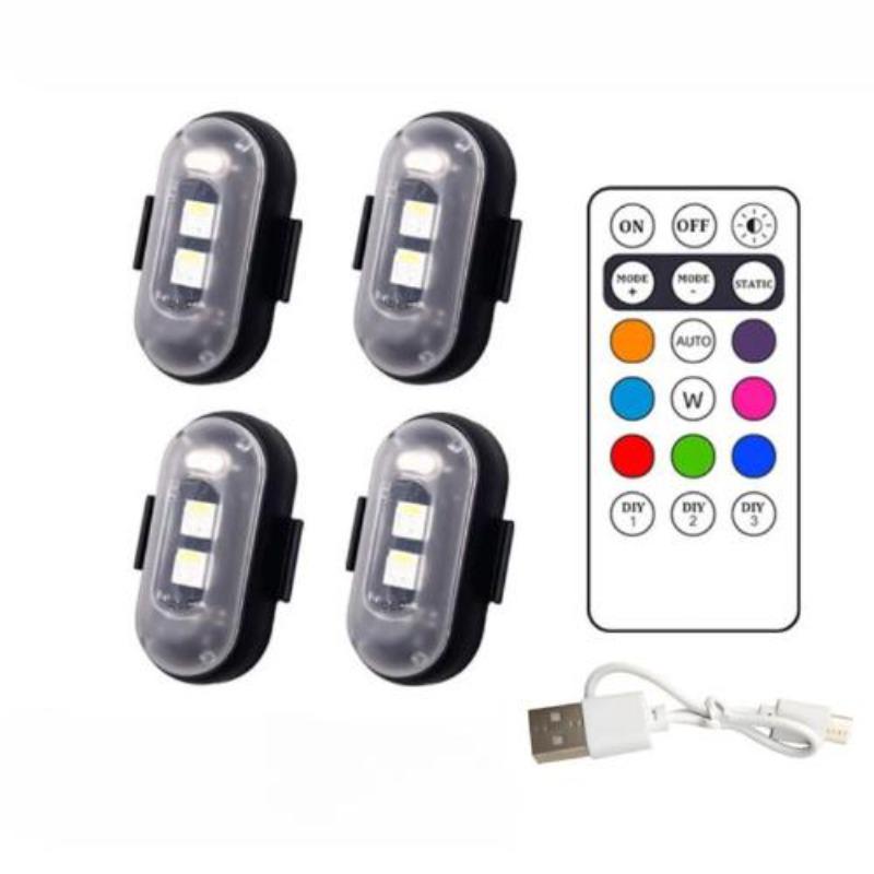 Car Motorcycle Bike Aircraft Warning Anti-collision Flashing Lamp 8 Colors USB Rechargeable Wireless Remote LED Strobe Light