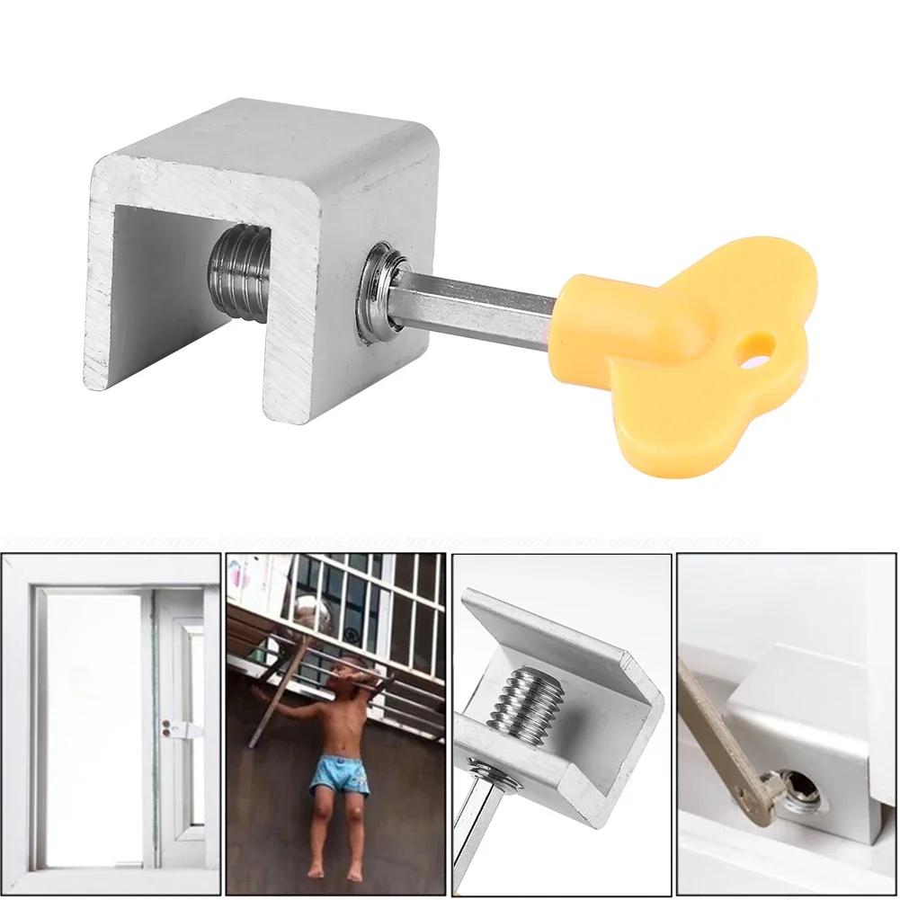 10-1Pcs Aluminum Alloy Window Lock Stopper Sliding Window Anti-theft lock Window Sliding Door Baby Kids Child Safety Doors Lock
