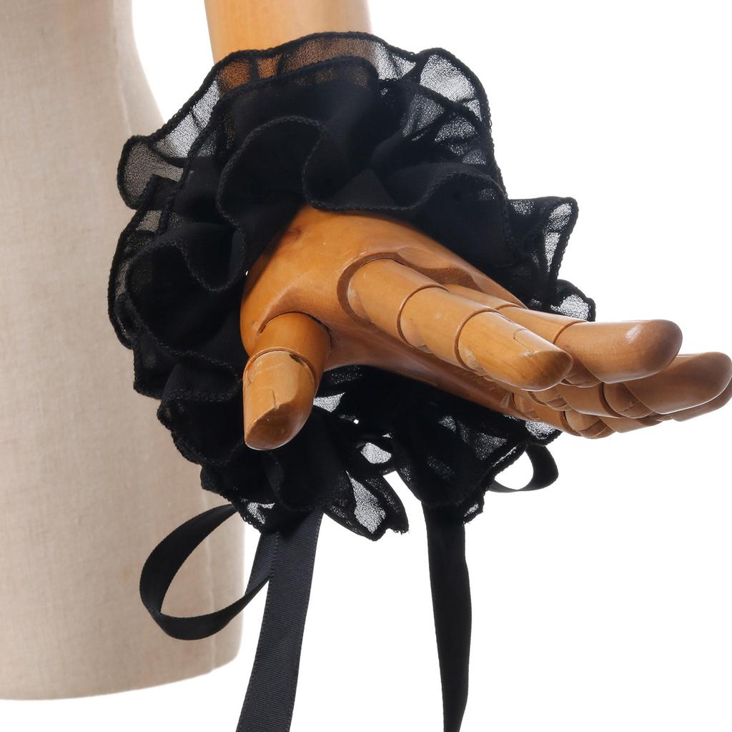 Elisabethanische Rüschen Falscher Kragen Viktorianisch Schwarz Halskrause Choker und Handgelenkstulpen Set für Halloween Kostümzubehör