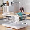 Carbon Steel Dish Storage Rack Drying Large Capacity Non-Slip Design Stable Auto-Drain Easy to Install Space-Saving Kitchen Counter with Cutlery