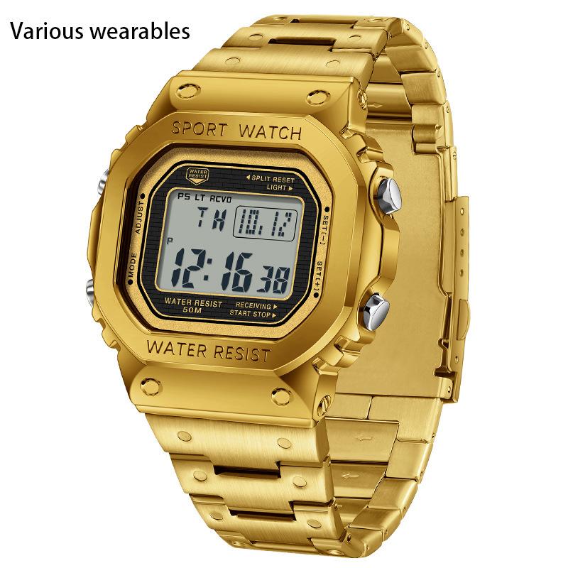 

Мужские часы-будильник многофункциональные спортивные часы квадратные модные ручные подъемные легкие водонепроницаемые электронные часы