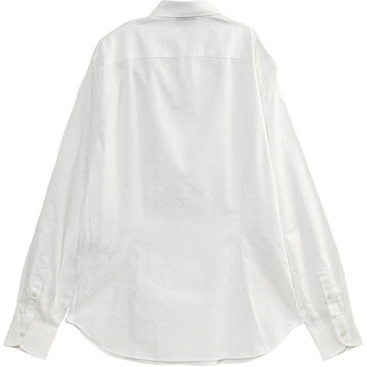 Emporio Armani Solid Color Point Collar Button Long Sleeve Shirt Men Shirts White 3D1C86-1NIUZ-F146