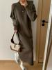 Long Sweater Skirt Autumn and Winter New Lazy Wind Pullover Thickened Large Size Base Loose Knitted Dress Women