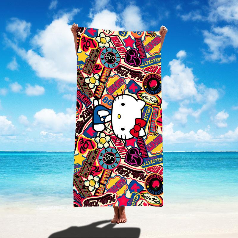 Hello Kitty Cartoon Style Beach Towel Large Microfiber Towel Bath Towel Multifunctional Square Beach Towel 50X100cm