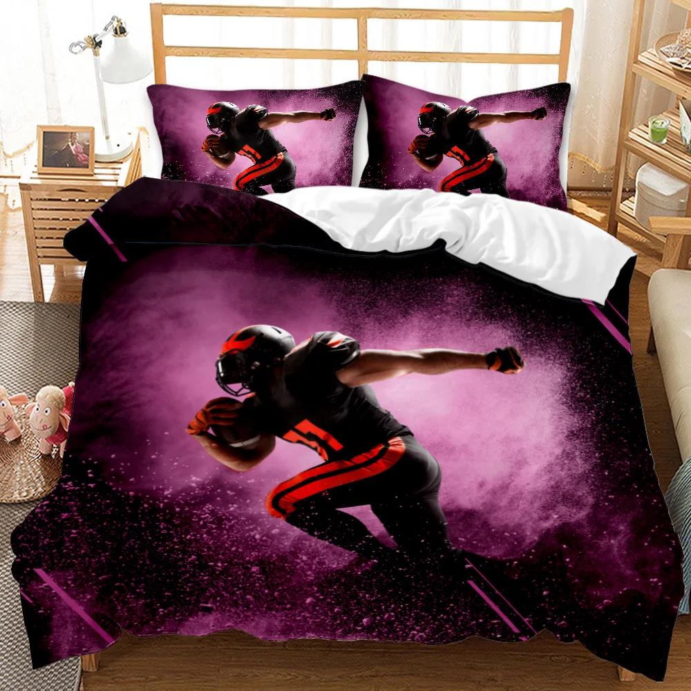 Football Duvet Cover Set Football with Fire Youth Sports Teens Bedding Set Football Double Queen King Size Polyester Qulit Cover