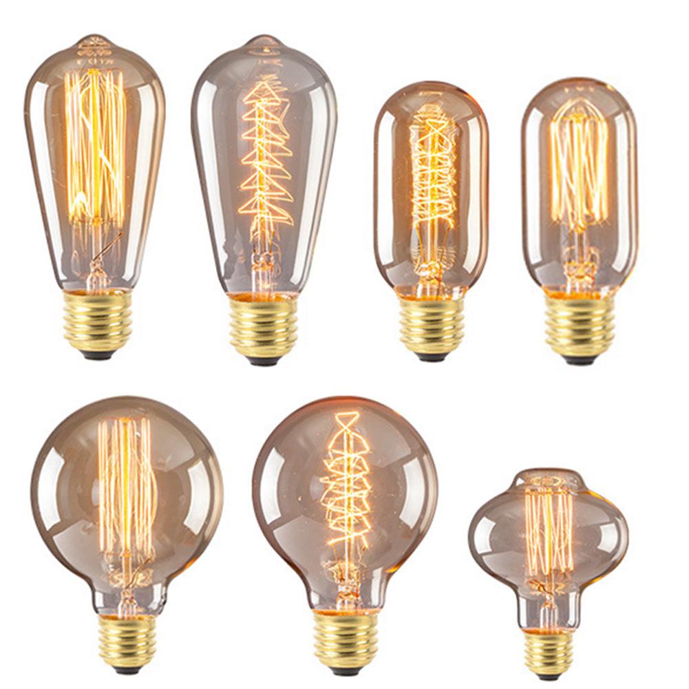 Light Bulbs 40W 2700K Warm White Lighting Amber Glass Retro Light Bulbs For E27 Screw Base Vintage Filament Light Bulb