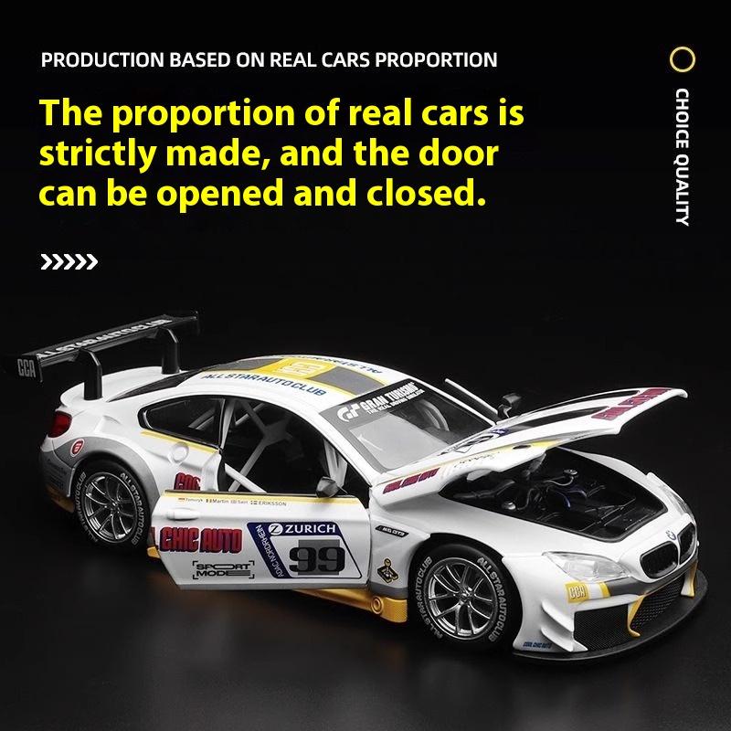 1:24 BMW M6 GT3 Super Sports Závodní Slitina Kovový Model Auta Zvuk Světlo Volba Cool Chic Auto Sběratelství Hobby Dárek S Přítelem