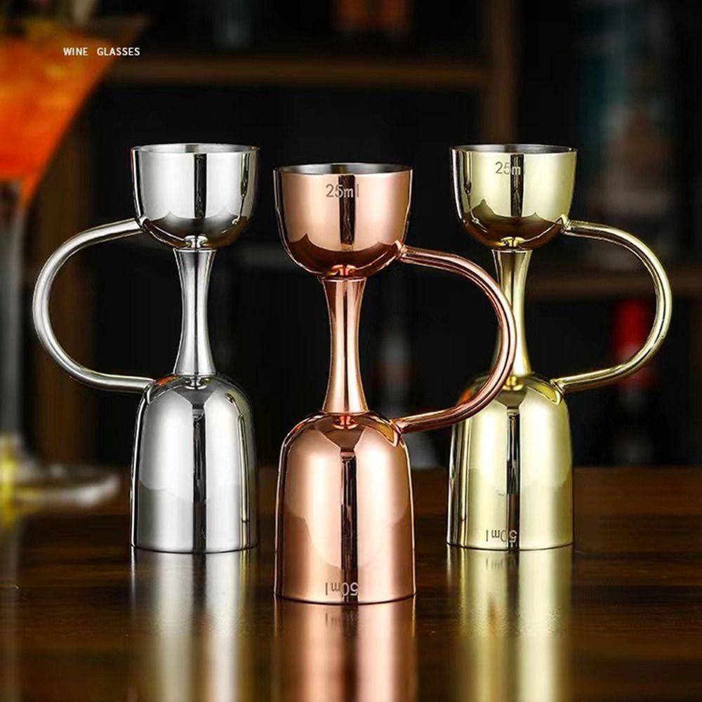 

Измерительная шкала внутри двойной мерной чашки из нержавеющей стали для коктейлей, измерительный инструмент для виски