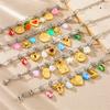 DIEYURO 316L Stainless Steell Flower Pearl Rhinestones Pendant Bracelet For Women Fashion New Classic Wrist Chain Jewelry Gift