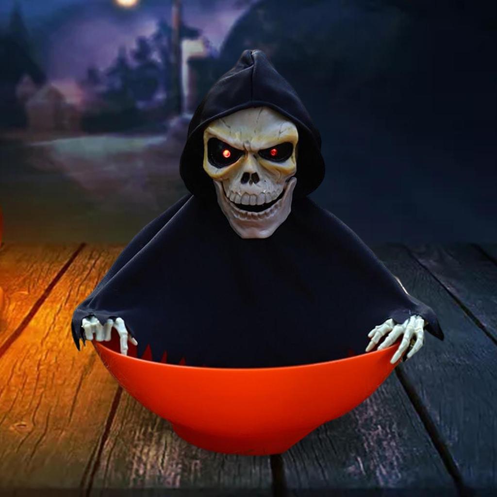 Decorations Glowing Skull with Lighted Eyes Fruit Plate Tricky for Haunted House Outside Garden