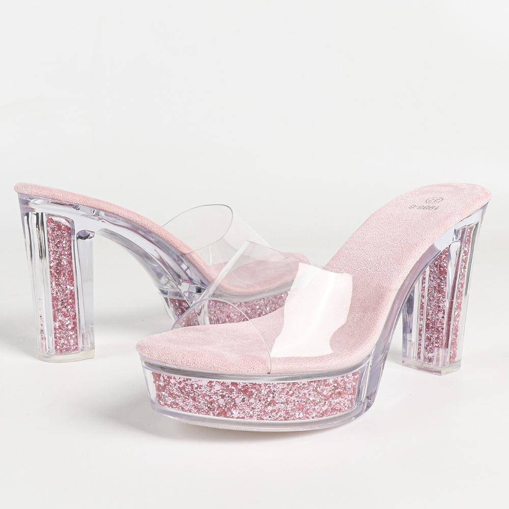 10.5cm Peep Toe Slippers Thin Heel Platform Slip On Casual Outdoor Women Shoes LFD-19866-F7