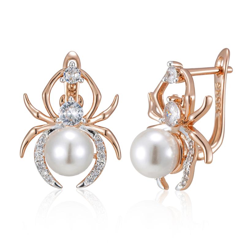 Punk Spider Pearl English Earrings For Women Fashion Rose Gold Color Mix Party Accessories Retro Jewelry