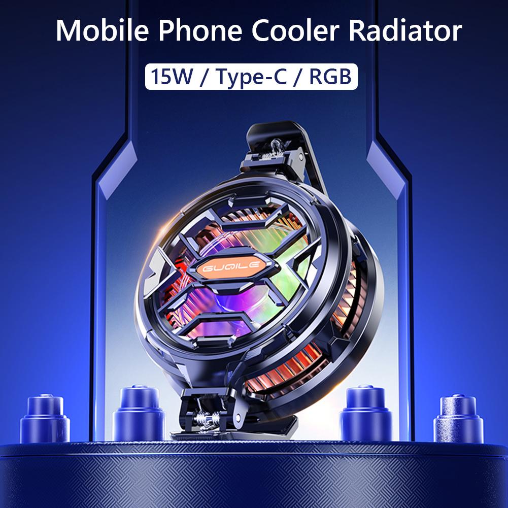 Magnetic & Rotatable Back Clip Phone Fan Cooler 15W RGB Laptop Tablet Radiator 7 Color Lighting Cell Phone Cooler Strong Cooling