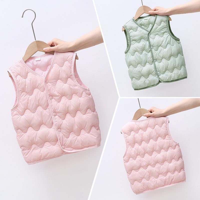 Vesta Termică pentru Copii Jachetă Fără Mâneci din Nailon Ușor, Căptușită cu Bumbac, pentru Interior/Exterior, Cardigan pentru Copil Mic, Culoare Simplă, Piesă de Stratificare Toamnă-Iarnă, Ușor de Purtat