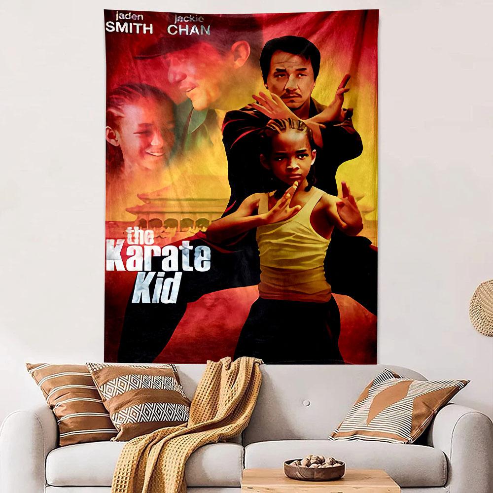 Tapisserie Murale Karate Kid, Art Affiche de Film Kung Fu Jackie Chan, Décor Mural Arts Martiaux pour Chambre à Coucher Salle de Sport Espace Homme