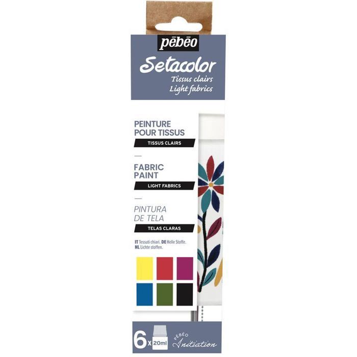Paint for Light Fabrics - PEBEO - Setacolor Initiation Set - 6 Opaque Colours