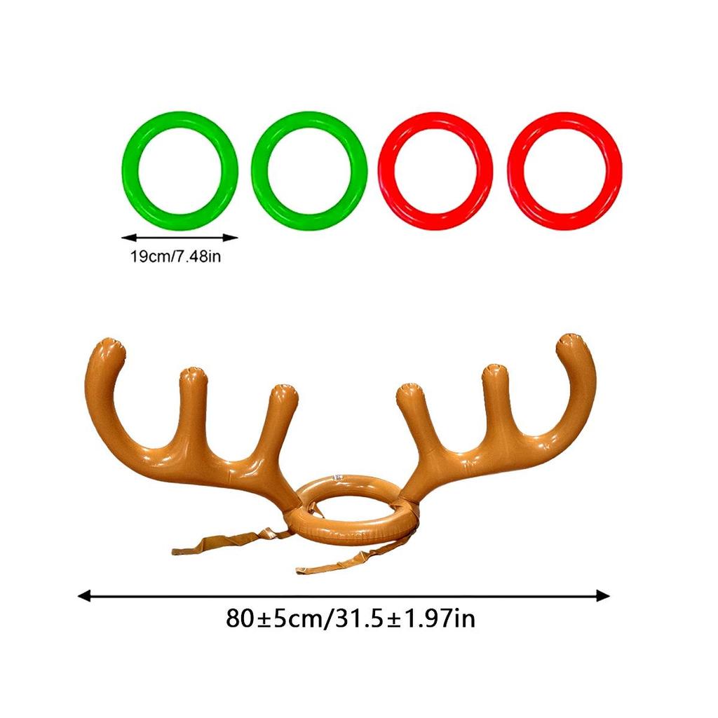 Inflatable Antler Ring Toss Game for Kids & Parents – Thickened PVC