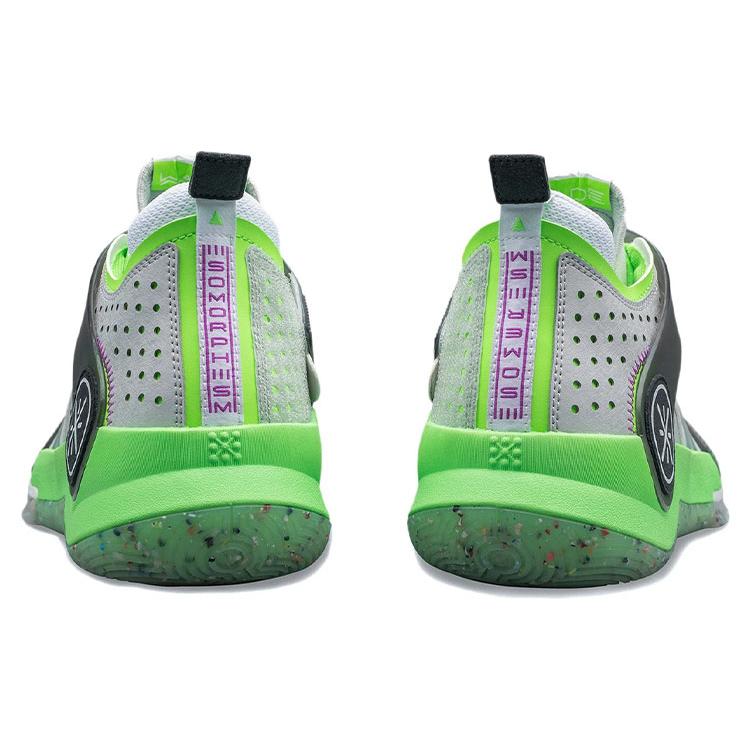 Li Ning Wade Fission 7 Basketball Shoes Men's Mid top Microcrystalline Gray/Fluorescent Neon Green/Ebony Black ABPR025-1
