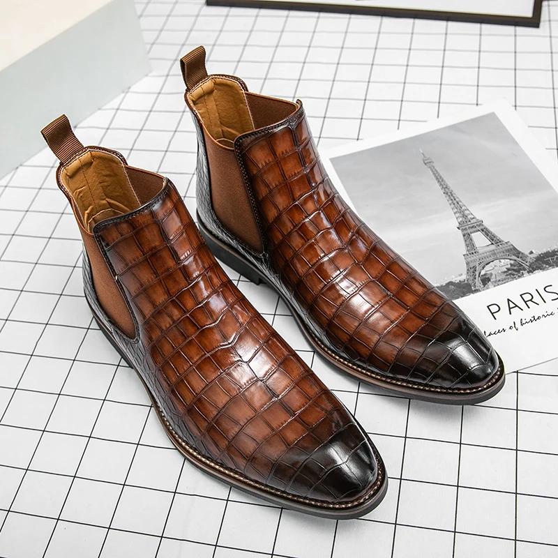British Style Men’s Pointed Toe Shoes for Wedding Fashionable New Men's Chelsea Boots Office Business Ankle Boots for Men’s