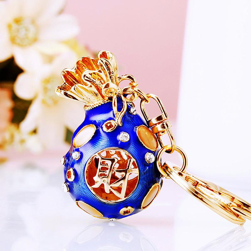 Creative Chinese Style Lucky Fortune Bag Keychain Decorative Metal Key Ring Accessory