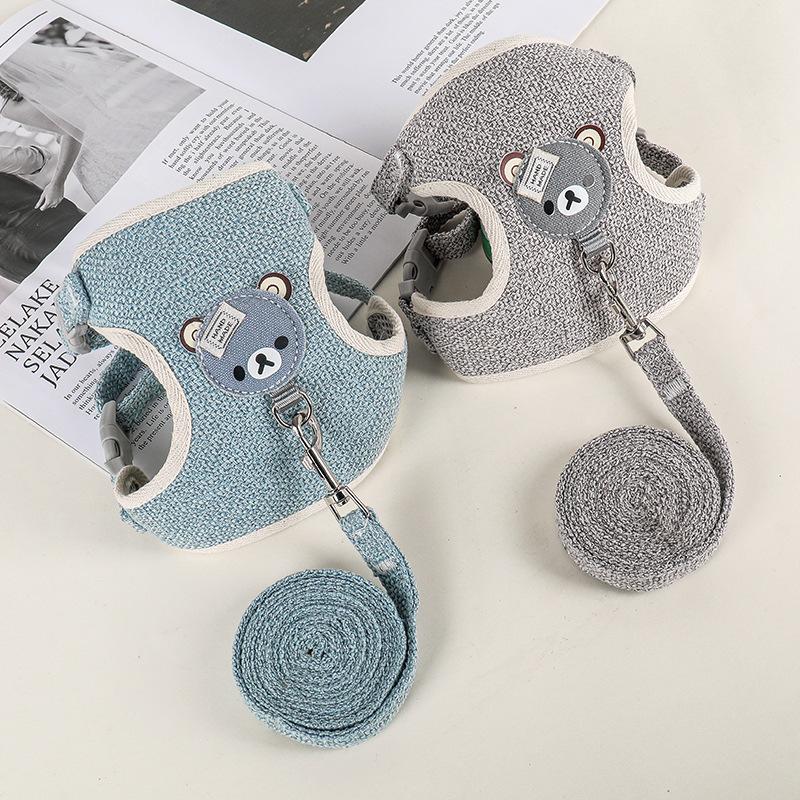 Lovely Small Pet Vest Chest Strap Dog Leash Traction Rope Walking Dog Cat Bunny Vest Harness Poodle Collar Leash Dog Accessories