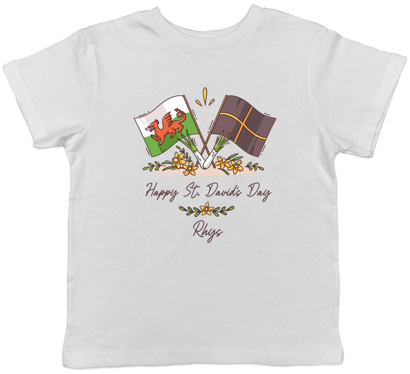 Personalised Happy St David s Day Kid T-Shirt Welsh Wales Flag Children Boy Girl 160